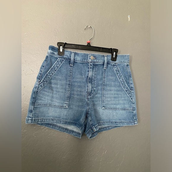 J. Crew Factory Pants - J. Crew Factory High Waisted Utility Denim Jean Shorts Women Size 29 Light Wash